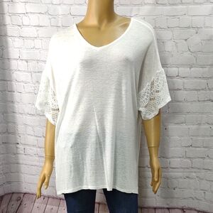 Cato Est 1946 18/20W White Flutter Sleeve Blouse with Relaxed Fit